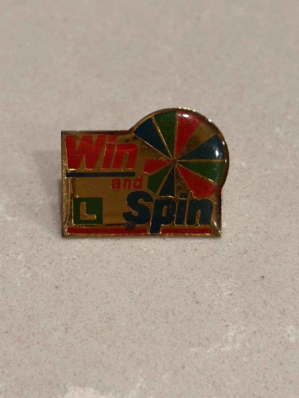 "Win and Spin" California Lottery Lapel Pin Gold Color Pin, 1 x 0.75" Clean